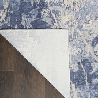 Nourison Silky Textures SLY02 Blue Cream Area Rug Corner Image
