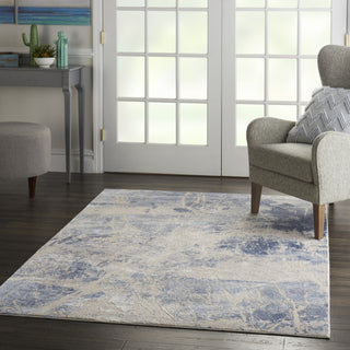 Nourison Silky Textures SLY02 Blue Cream Area Rug Texture Image