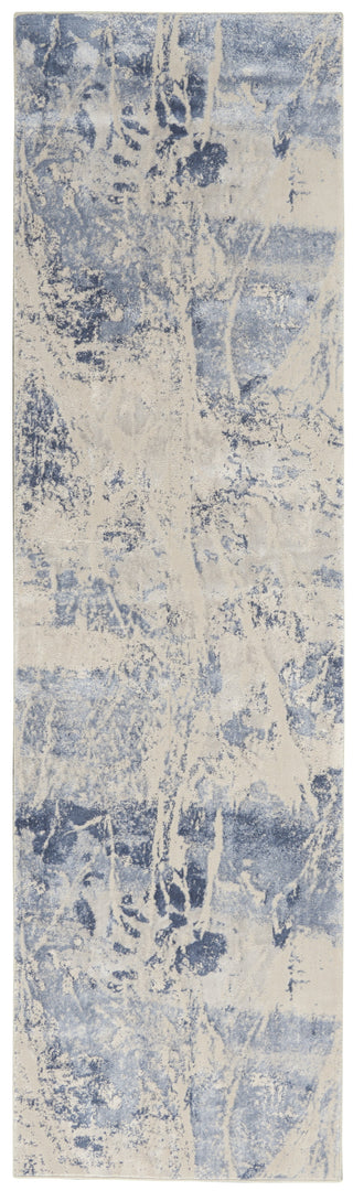Nourison Silky Textures SLY02 Blue Cream Area Rug Main Image