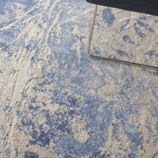 Nourison Silky Textures SLY02 Blue Cream Area Rug Corner Image