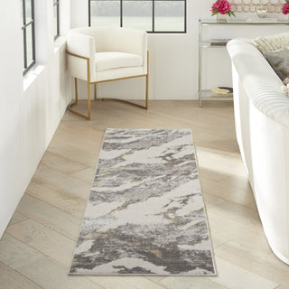 Nourison Silky Textures SLY03 Brown Ivory Area Rug Corner Image