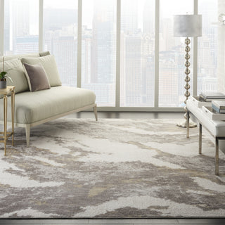 Nourison Silky Textures SLY03 Brown Ivory Area Rug Corner Image