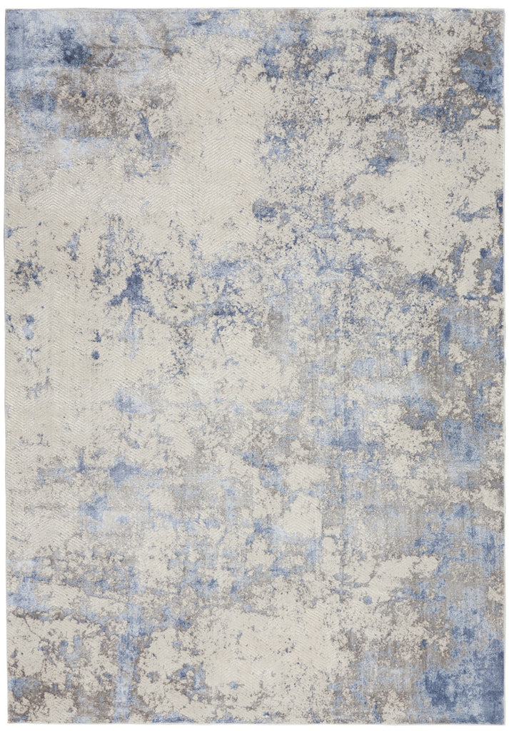 Nourison Silky Textures SLY04 Blue Ivory Grey Area Rug main image