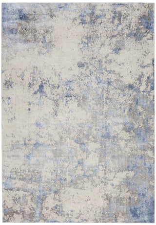 Nourison Silky Textures SLY04 Blue Ivory Grey Area Rug main image