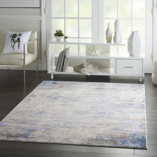Nourison Silky Textures SLY04 Blue Ivory Grey Area Rug Texture Image