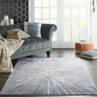 Nourison Silky Textures SLY05 Blue Grey Area Rug Corner Image