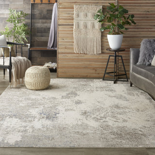 Nourison Silky Textures SLY06 Ivory/Grey Area Rug Corner Image