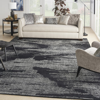 Nourison Ma30 Star SMR02 Black Ivory Area Rug by Michael Amini Corner Image