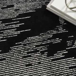 Nourison Ma30 Star SMR02 Black Ivory Area Rug by Michael Amini Corner Image