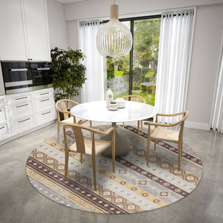 Dalyn Sedona SN12 Goldenrod Machine Washable Area Rug Round Lifestyle Image Feature