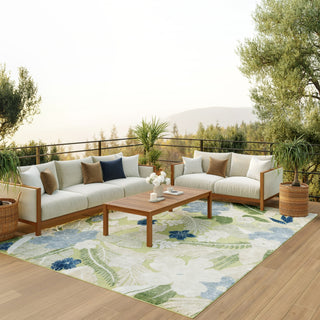Nourison Suncoast SNC01 Green Blue Area Rug Corner Image