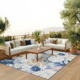 Nourison Suncoast SNC02 Denim Multicolor Area Rug Corner Image