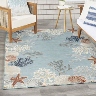 Nourison Suncoast SNC04 Teal Multicolor Area Rug Corner Image