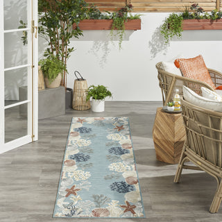Nourison Suncoast SNC04 Teal Multicolor Area Rug Corner Image