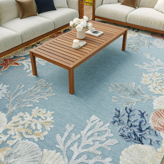 Nourison Suncoast SNC04 Teal Multicolor Area Rug Room Image Feature