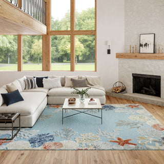 Nourison Suncoast SNC04 Teal Multicolor Area Rug Room Image Feature