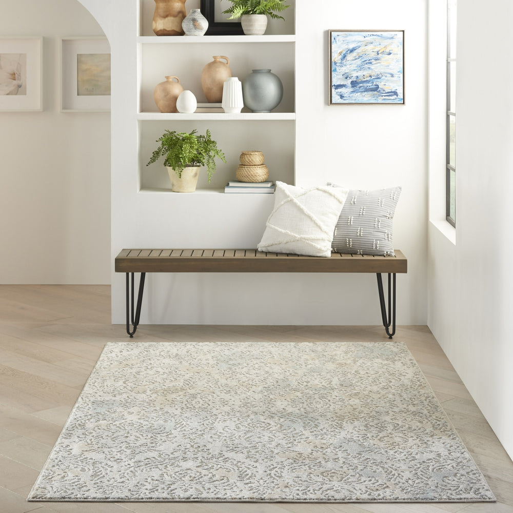 Nourison Soma SOM05 Grey/Ivory Area Rug Room Image Feature