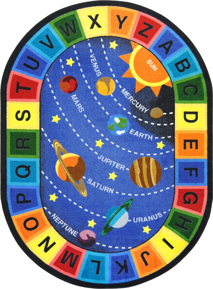Joy Carpets Kid Essentials Space Alphabet Multi Area Rug