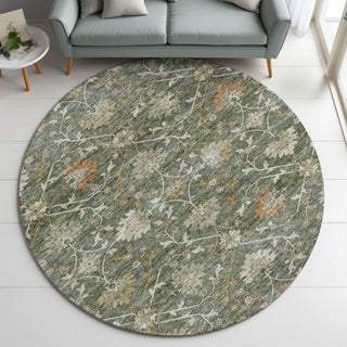 Dalyn Silk Road SR1 Basil Area Rug Round Lifestyle Image Feature
