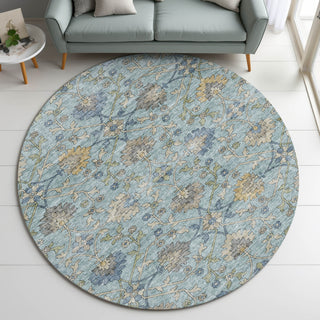 Dalyn Silk Road SR1 Denim Area Rug Round Lifestyle Image Feature