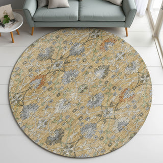 Dalyn Silk Road SR1 Saffron Area Rug Round Lifestyle Image Feature