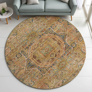 Dalyn Silk Road SR10 Curry Area Rug Round Lifestyle Image Feature