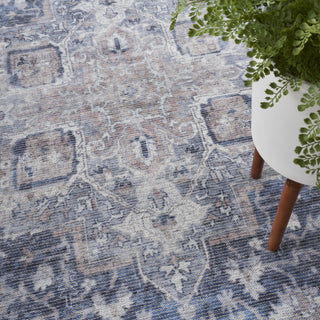 Nourison Machine Washable Series 1 SR101 Ivory Navy Area Rug by Nicole Curtis Texture 