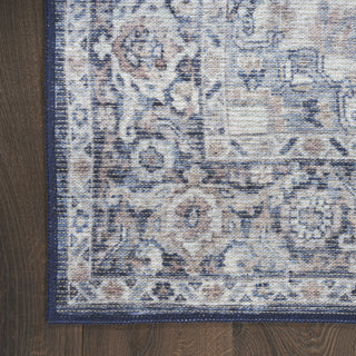 Nourison Machine Washable Series 1 SR101 Ivory Navy Area Rug by Nicole Curtis Corner