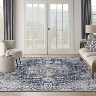 Nourison Machine Washable Series 1 SR101 Ivory Navy Area Rug by Nicole Curtis Room Image Feature