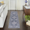 Nourison Machine Washable Series 1 SR101 Ivory Navy Area Rug by Nicole Curtis Corner Image