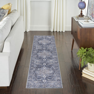 Nourison Machine Washable Series 1 SR101 Ivory Navy Area Rug by Nicole Curtis Corner Image