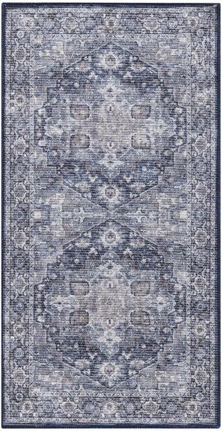 Nourison Machine Washable Series 1 SR101 Ivory Navy Area Rug by Nicole Curtis 2 X 4