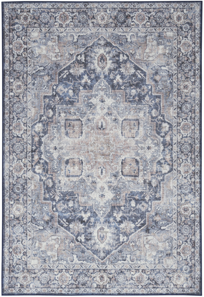 Nourison Machine Washable Series 1 SR101 Ivory Navy Area Rug by Nicole Curtis Main Image