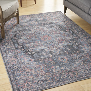 Nourison Machine Washable Series 1 SR101 Light Blue Multi Area Rug by Nicole Curtis Corner Image