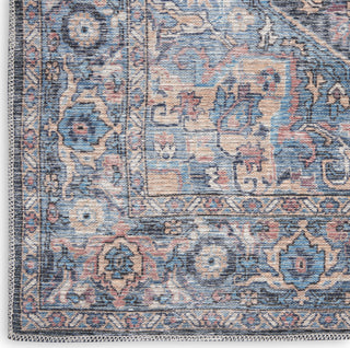 Nourison Machine Washable Series 1 SR101 Light Blue Multi Area Rug by Nicole Curtis Corner Image