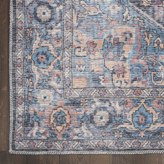 Nourison Machine Washable Series 1 SR101 Light Blue Multi Area Rug by Nicole Curtis Corner Image