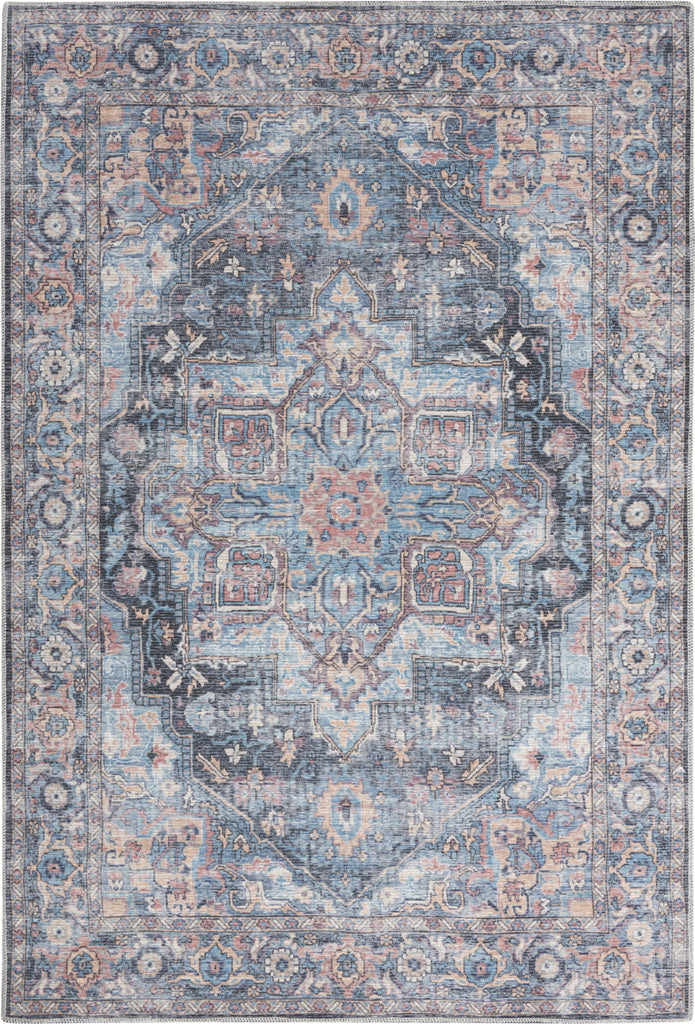 Nourison Machine Washable Series 1 SR101 Light Blue Multi Area Rug by Nicole Curtis Corner Image