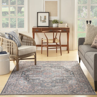 Nourison Machine Washable Series 1 SR101 Light Blue Multi Area Rug by Nicole Curtis Room Image Feature