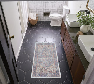 Nourison Machine Washable Series 1 SR104 Blue Multicolor Area Rug by Nicole Curtis Corner Image