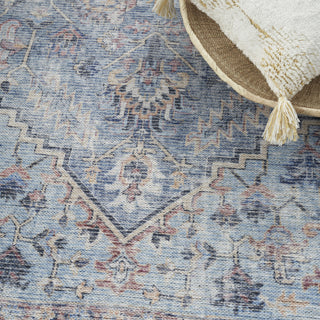 Nourison Machine Washable Series 1 SR104 Light Grey/Blue Area Rug by Nicole Curtis Corner Image