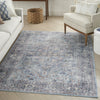 Nourison Machine Washable Series 1 SR104 Light Grey/Blue Area Rug by Nicole Curtis Corner Image