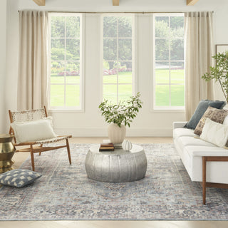 Nourison Machine Washable Series 1 SR104 Light Grey/Blue Area Rug by Nicole Curtis Room Image Feature