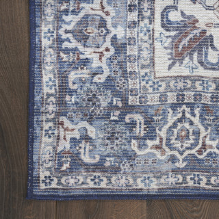 Nourison Machine Washable Series 1 SR104 Navy Ivory Area Rug by Nicole Curtis Detail Image