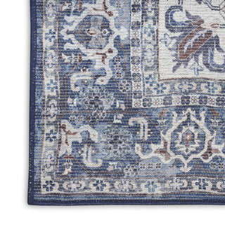 Nourison Machine Washable Series 1 SR104 Navy Ivory Area Rug by Nicole Curtis Texture Image