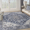Nourison Machine Washable Series 1 SR104 Navy Ivory Area Rug by Nicole Curtis Corner Image