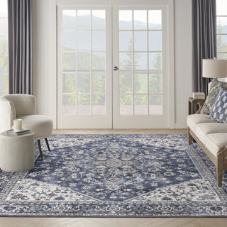 Nourison Machine Washable Series 1 SR104 Navy Ivory Area Rug by Nicole Curtis Room Image Feature