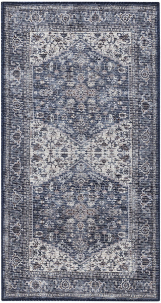 Nourison Machine Washable Series 1 SR104 Navy Ivory Area Rug by Nicole Curtis Main Image