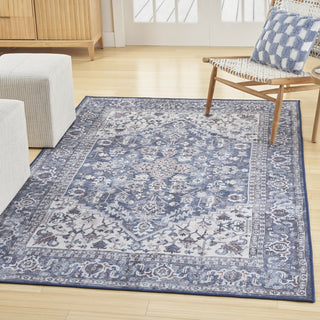 Nourison Machine Washable Series 1 SR104 Navy Ivory Area Rug by Nicole Curtis Corner Image