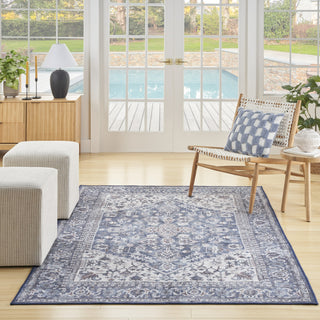Nourison Machine Washable Series 1 SR104 Navy Ivory Area Rug by Nicole Curtis Room Image Feature