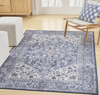 Nourison Machine Washable Series 1 SR104 Navy Ivory Area Rug by Nicole Curtis Corner Image